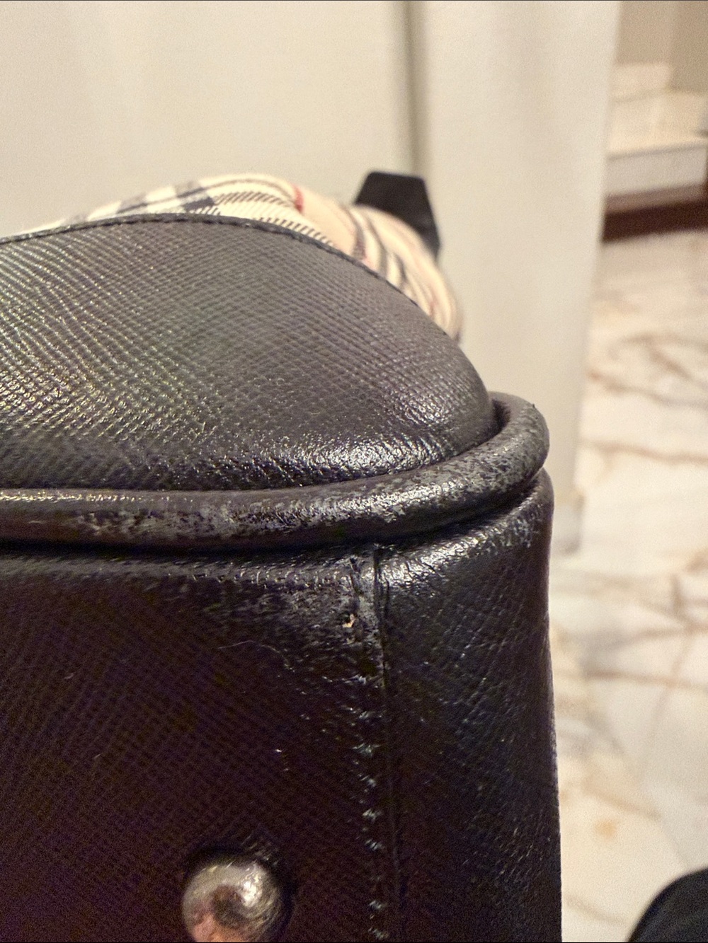 Burberry Beige Plaid Tote with Black Trim - Picture 11 of 13